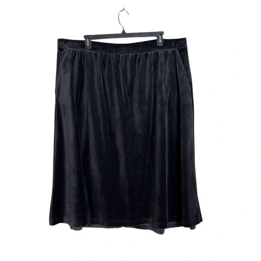 Vintage Black‎ Velvet Midi Skirt Size 3X Whimsigoth Fairy Grunge Holiday NYE
